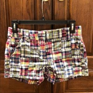 J. Crew City Fit Shorts SZ 0 Madras Patchwork